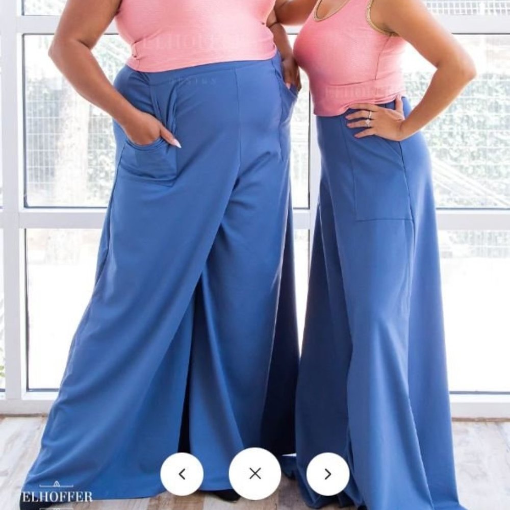 Elhoffer Design Peggy Palazzo Pants,  Size XL, blue